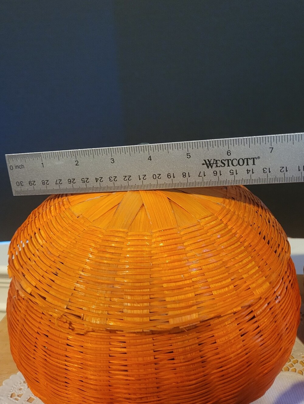Lot of 4 Vintage Wicker Basket Orange Pumpkins  Removable Tops Halloween Thanksg - Picture 8 of 14